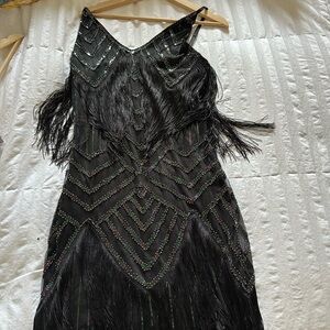 Elegant Black Fringe Dress